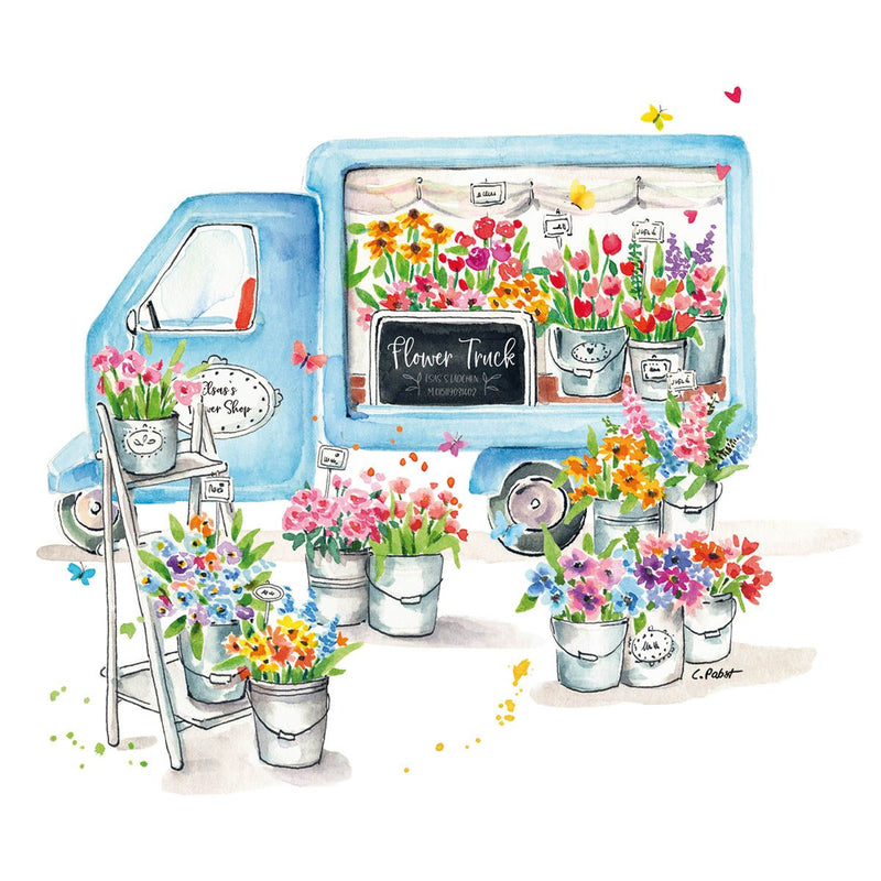 Pack of 20 Napkins 33 x 33 - Flower Truck