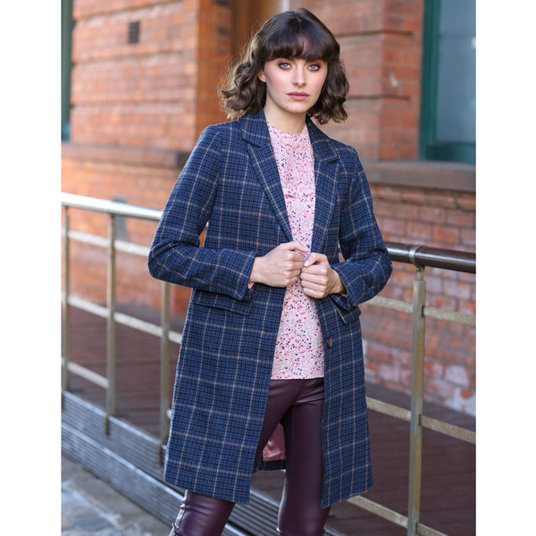 Carol Tweed Coat - Blue Tweed