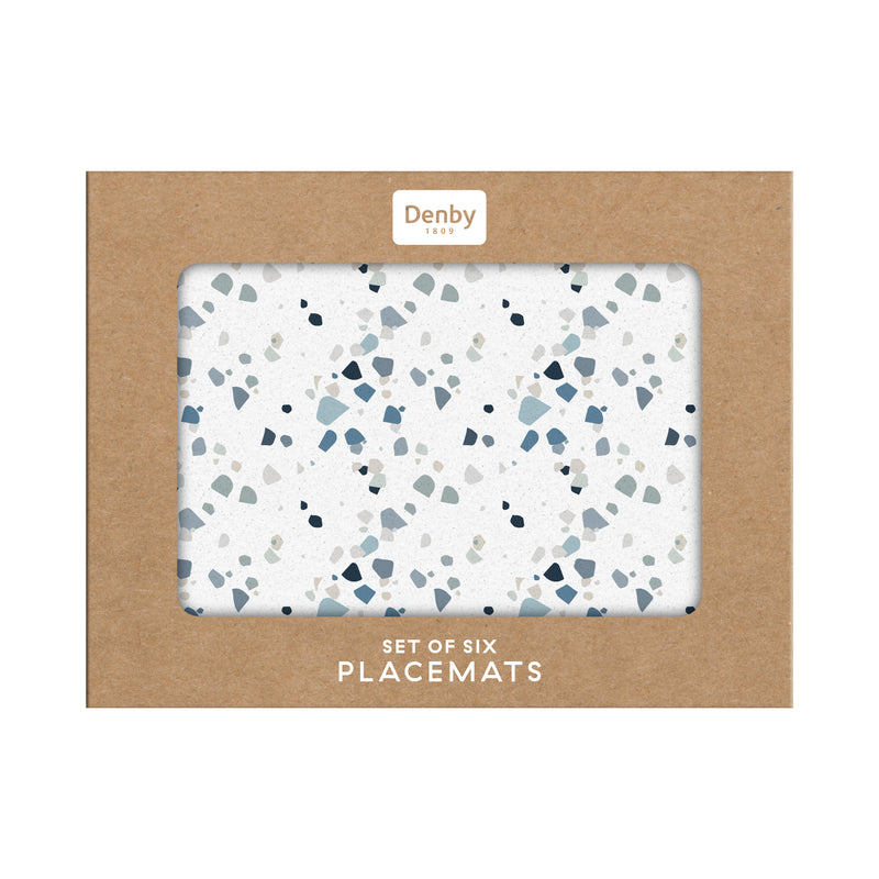 Terrazzo Effect Blues Set of 6 Placemats