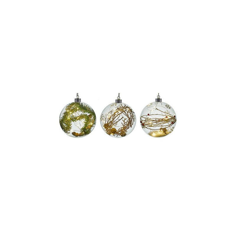 Lit Glass Bauble 15cm Rustic