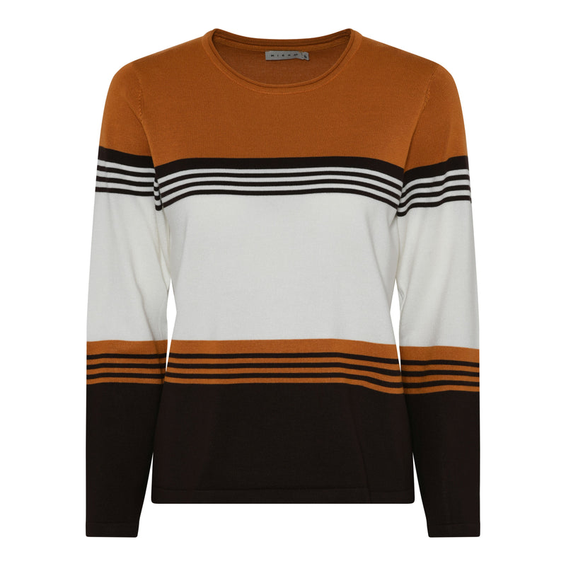 Stripe Round Neck Jumper - Brown/amber