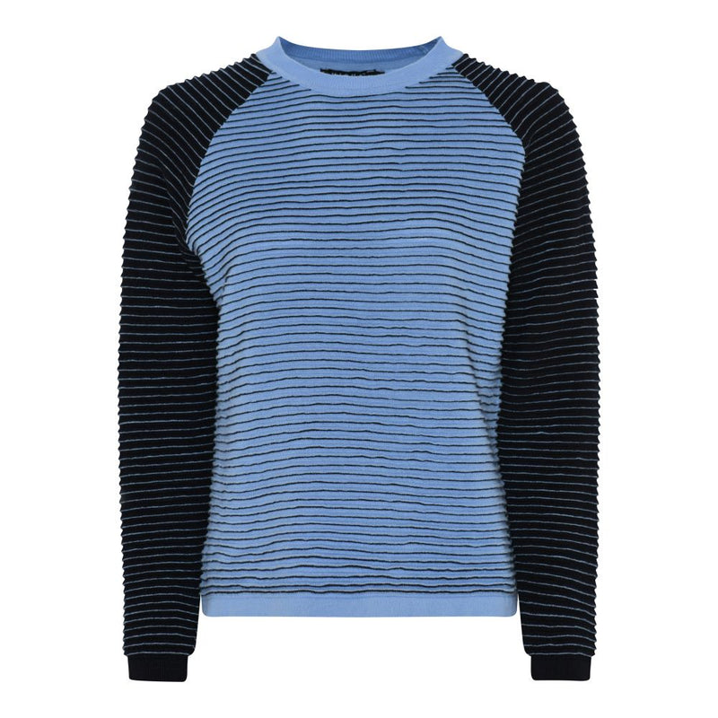 Stripe Round Neck Jumper - Navy/blue