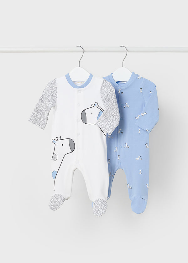 Set of 2 Long Onesie - Light Blue