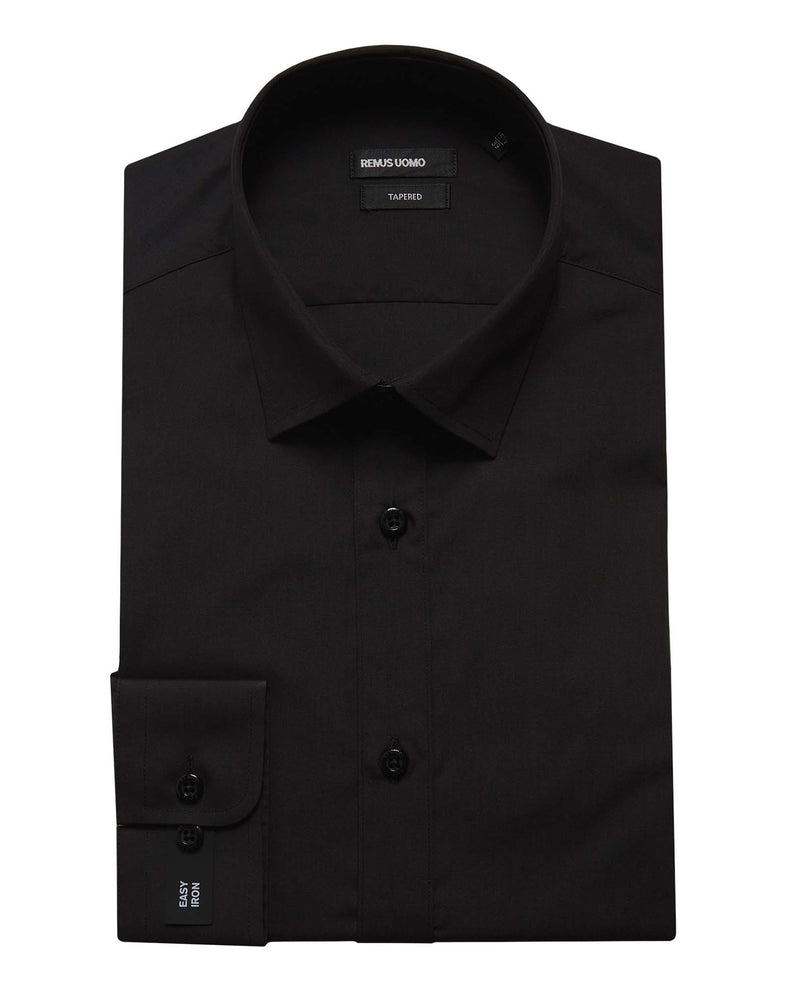 Mans Seville Plain Shirt+ - Black