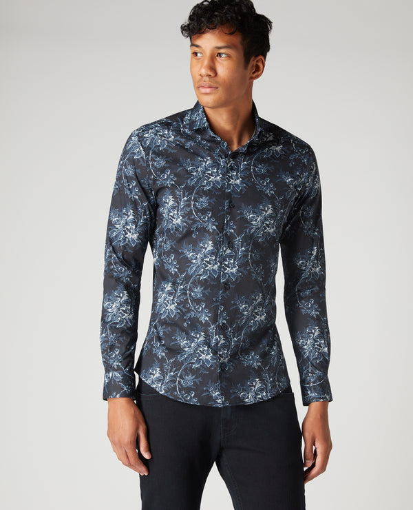 Matt Slim Fit Shirt - Navy1