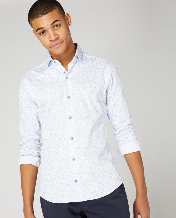 Slim Print Shirt - Light Blue