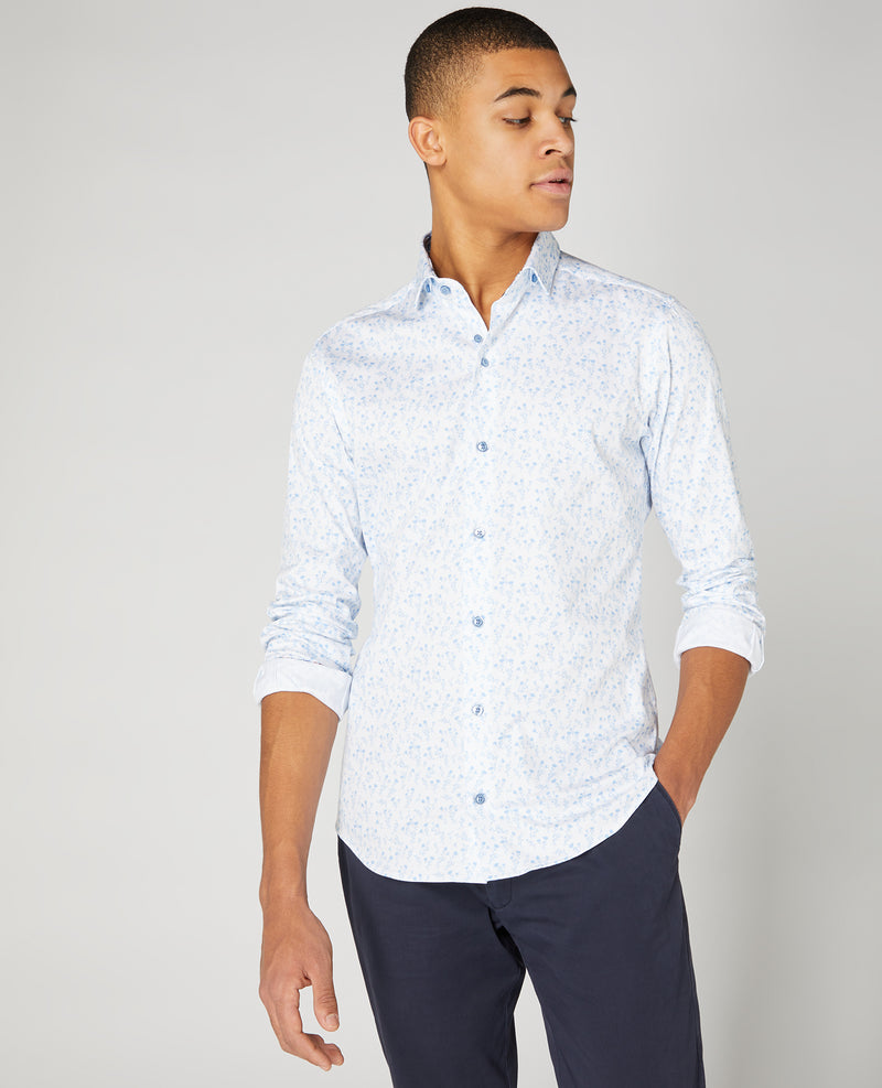 Slim Print Shirt - Light Blue