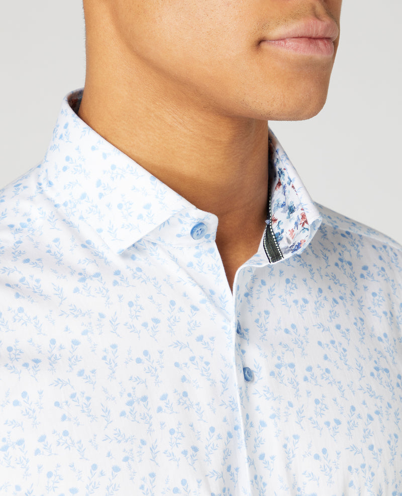 Slim Print Shirt - Light Blue