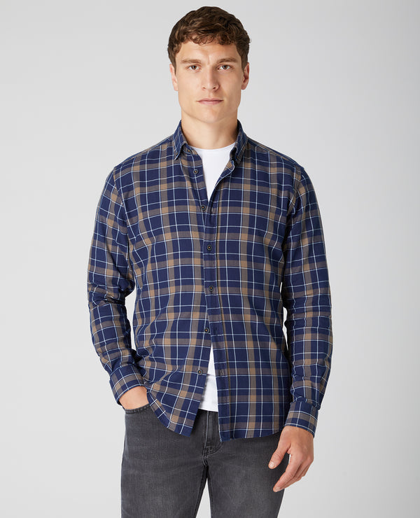 Seville Check Long Sleeve Tap - Navy1