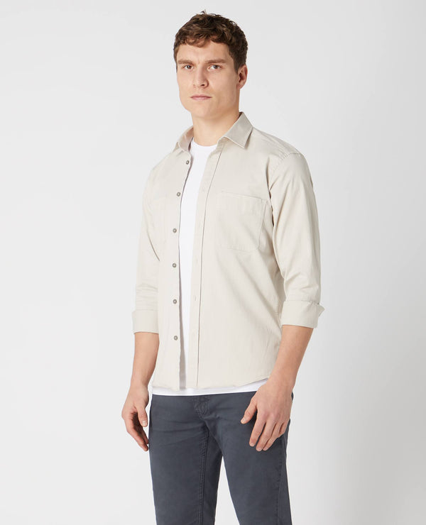 Regular Long Sleeve Casual Shirt - Stone