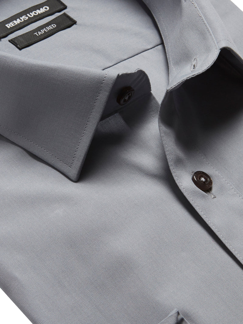 Mans Seville Plain Shirt+ - Dark Grey