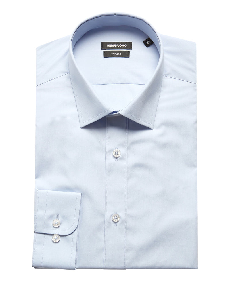 Mans Seville Plain Shirt+ - Light Blue Grey