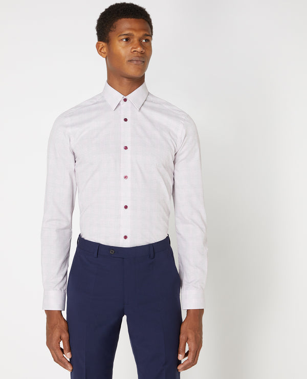 Slim Cotton L/s Shirt - Light Wine