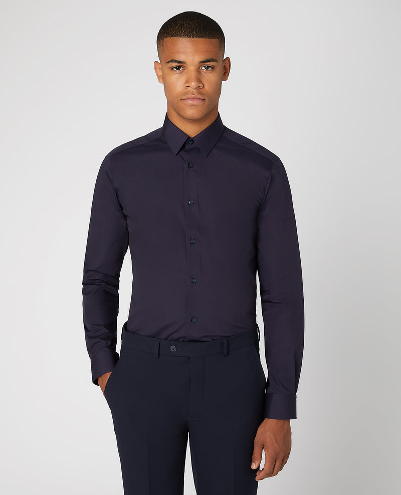 Seville Plain Shirt - Navy2