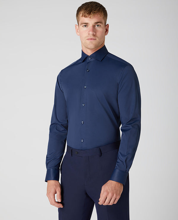 Seville Long Sleeve Formal Shirt - Navy1