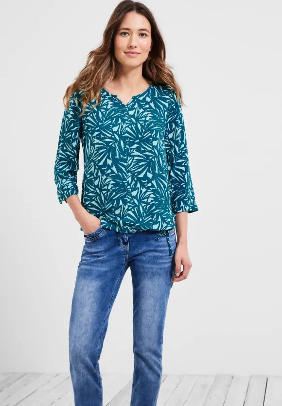 Print Blouse - Teal Blue