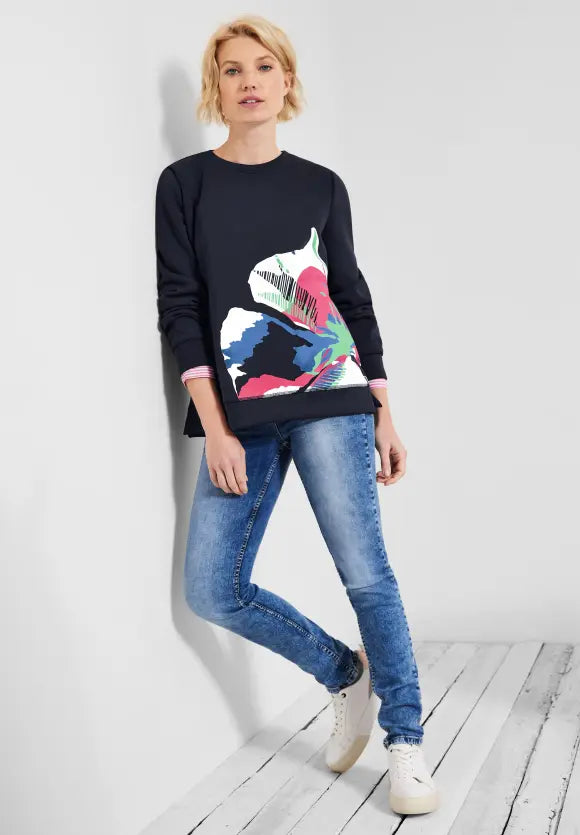 Print Scuba Sweatshirt - Deep Blue