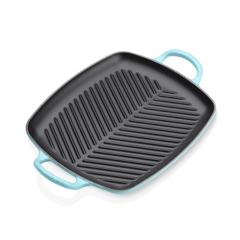 Shallow Cast Iron Rectangular Grill 30cm - Teal