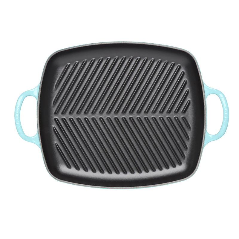 Shallow Cast Iron Rectangular Grill 30cm - Teal