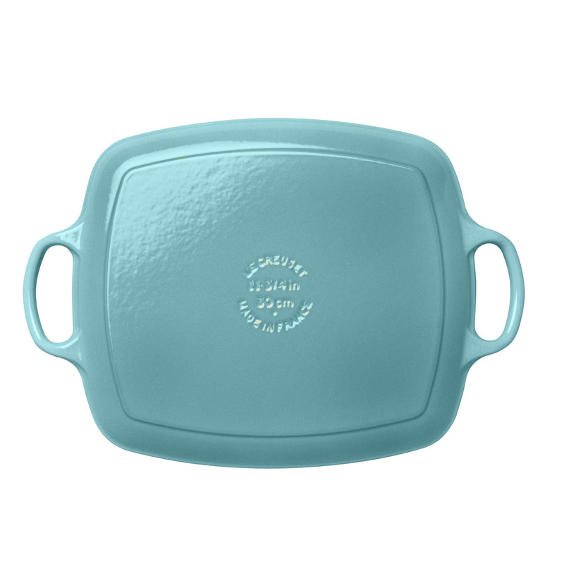 Shallow Cast Iron Rectangular Grill 30cm - Teal