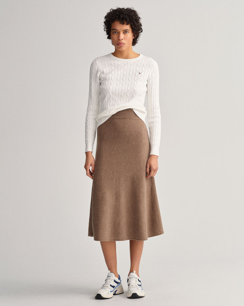 Stretch Cable Round Neck Jumper - Eggshell