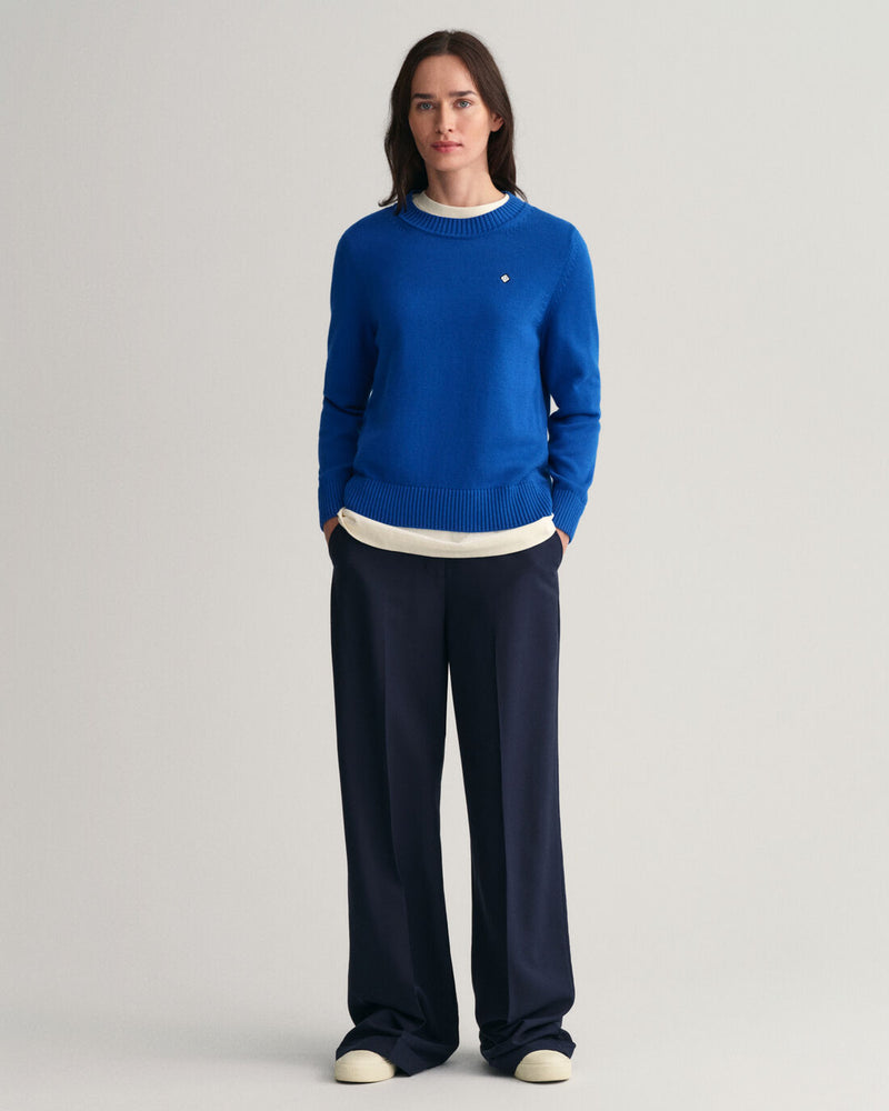 Icon G Cotton Round Neck Jumper - Lapis Blue