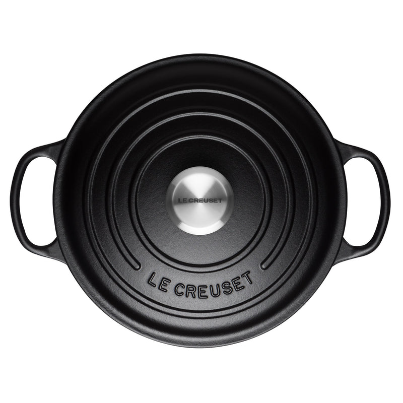 Signature Cast Iron Round Casserole 20cm - Satin Black