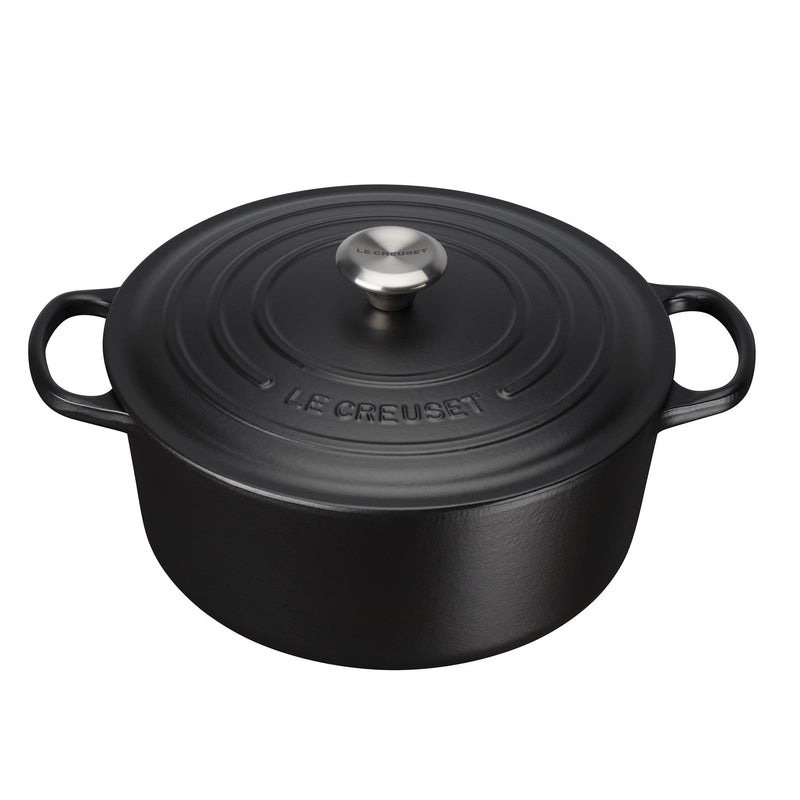 Signature Cast Iron Round Casserole 24cm - Satin Black