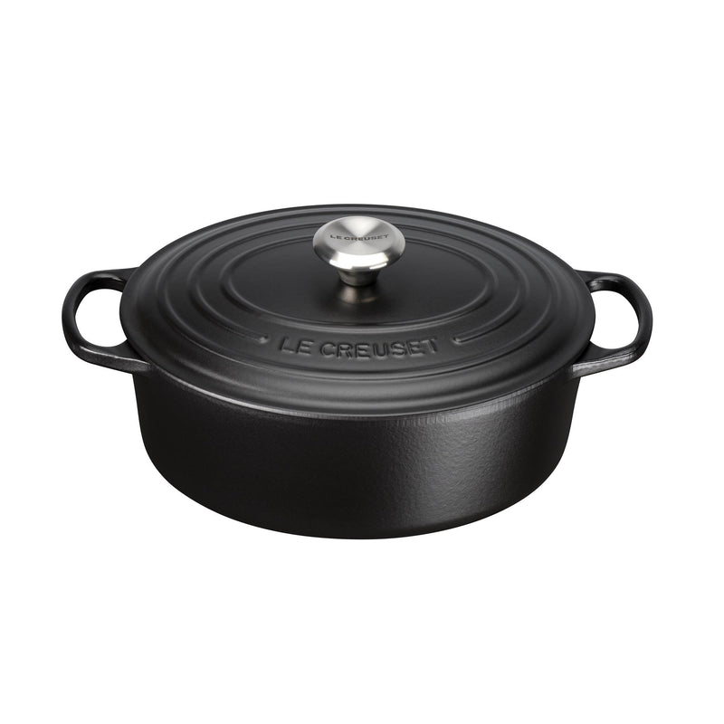 Signature Cast Iron Oval Casserole 29cm - Satin Black