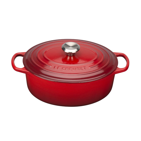 Signature Cast Iron Oval Casserole 29cm - Cerise