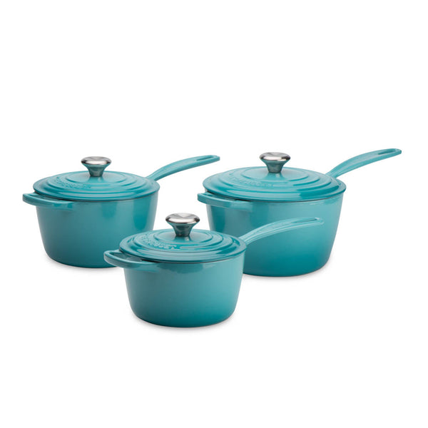 Signature Cast Iron Saucepan Set - Teal