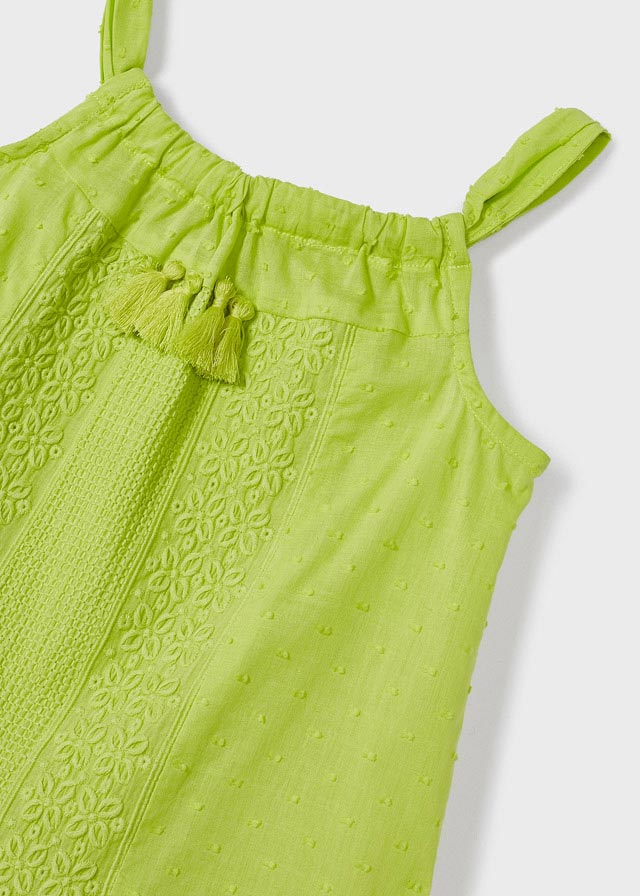 Embroidered Dress - Lime