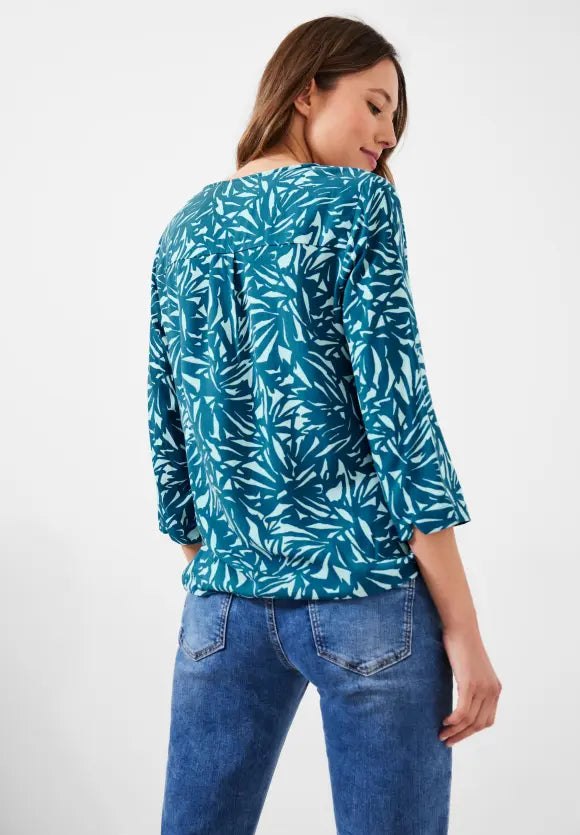 Print Blouse - Teal Blue