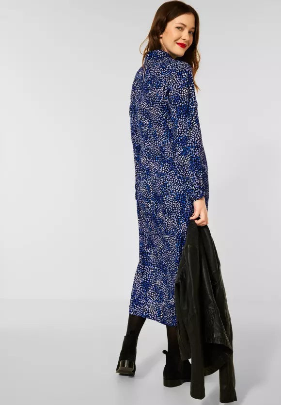 Midi Print Dress - Dark Vintage Blue