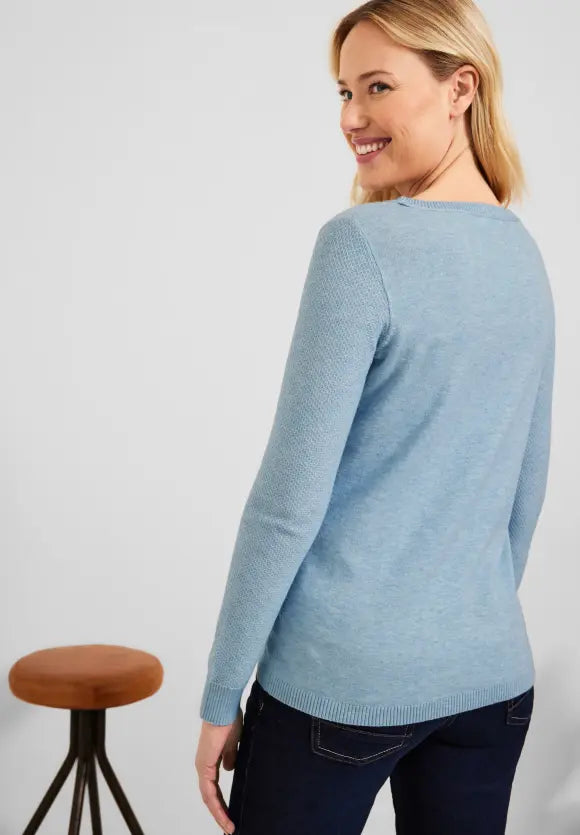 Cosy Structure Jumper - Faded Blue Melange