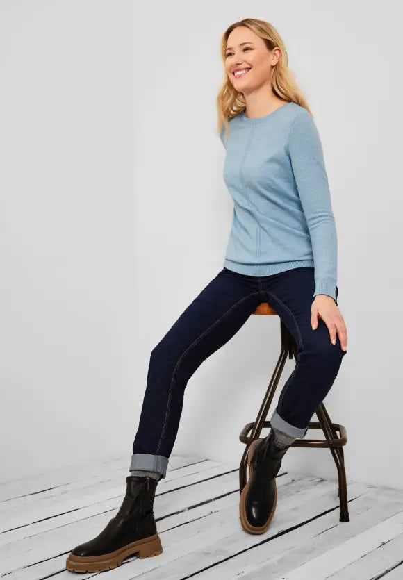 Cosy Structure Jumper - Faded Blue Melange