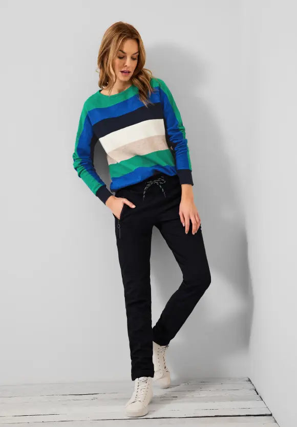 Multicolour Stripe Jumper - Green Melange