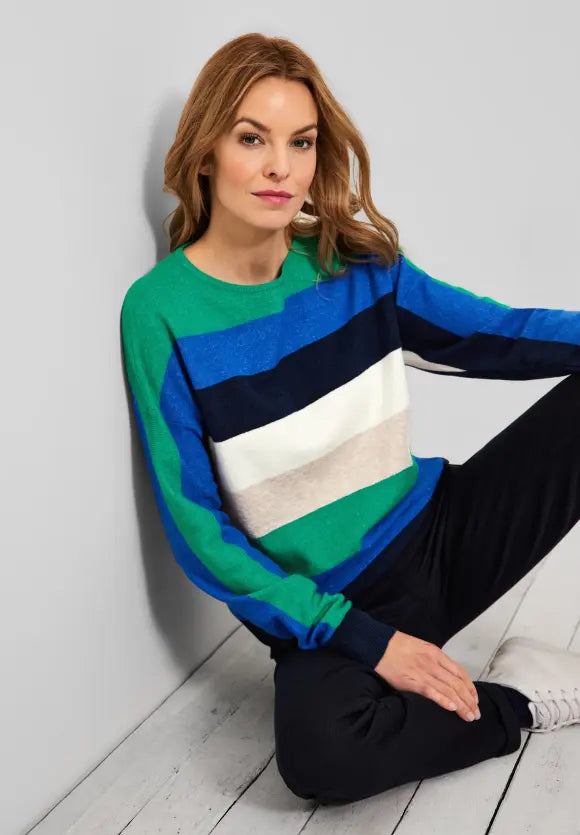 Multicolour Stripe Jumper - Green Melange