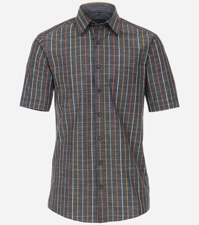 Comfort Fit Short Sleeve Check Shirt - Antracite