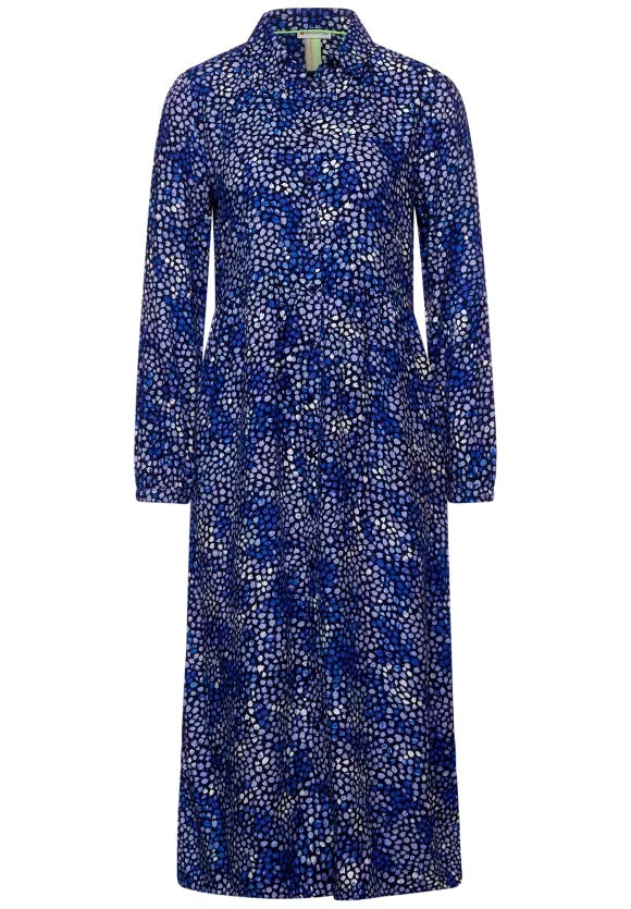 Midi Print Dress - Dark Vintage Blue