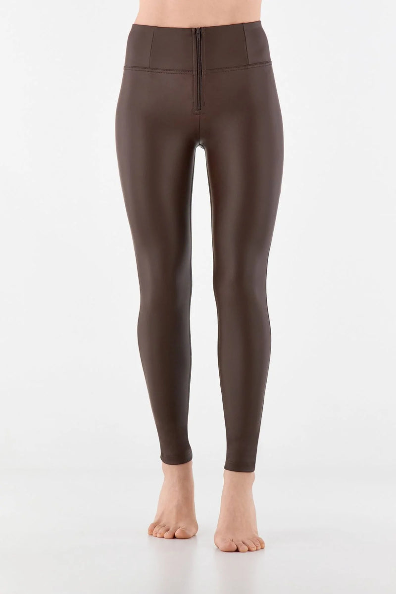 High Rise Faux Leather Skinny - Chocolate