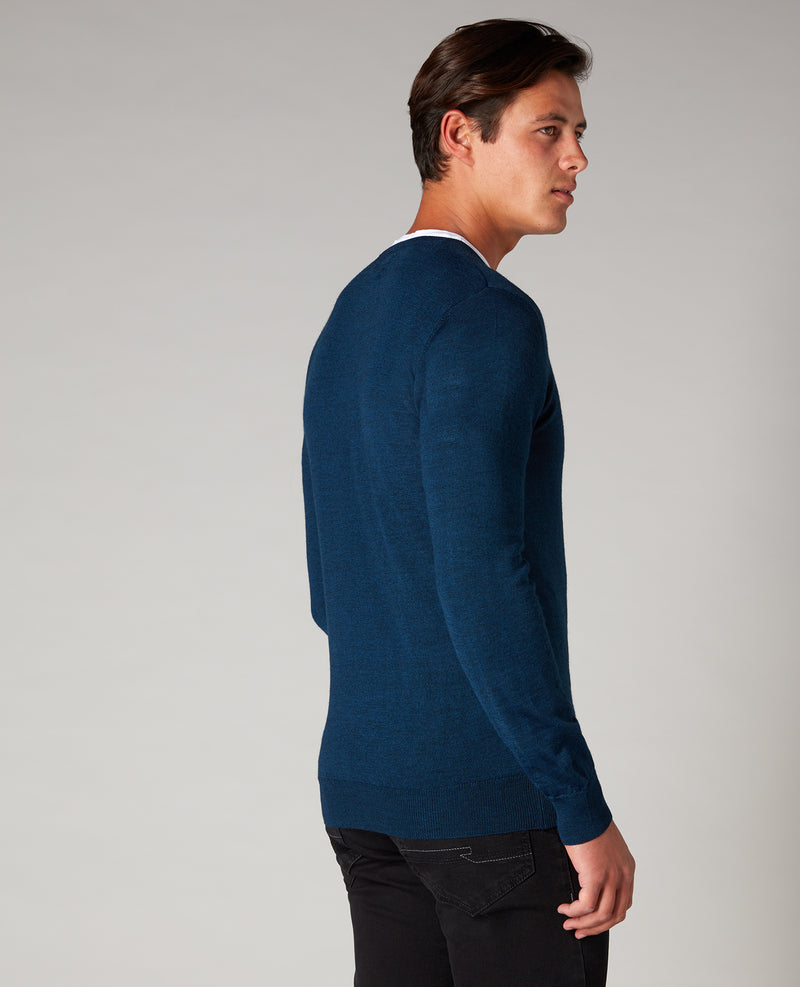 Plain V-Neck Sweater - Dark Blue