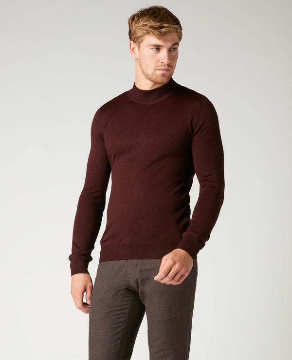 Turtle Neck Knitwear - Wine