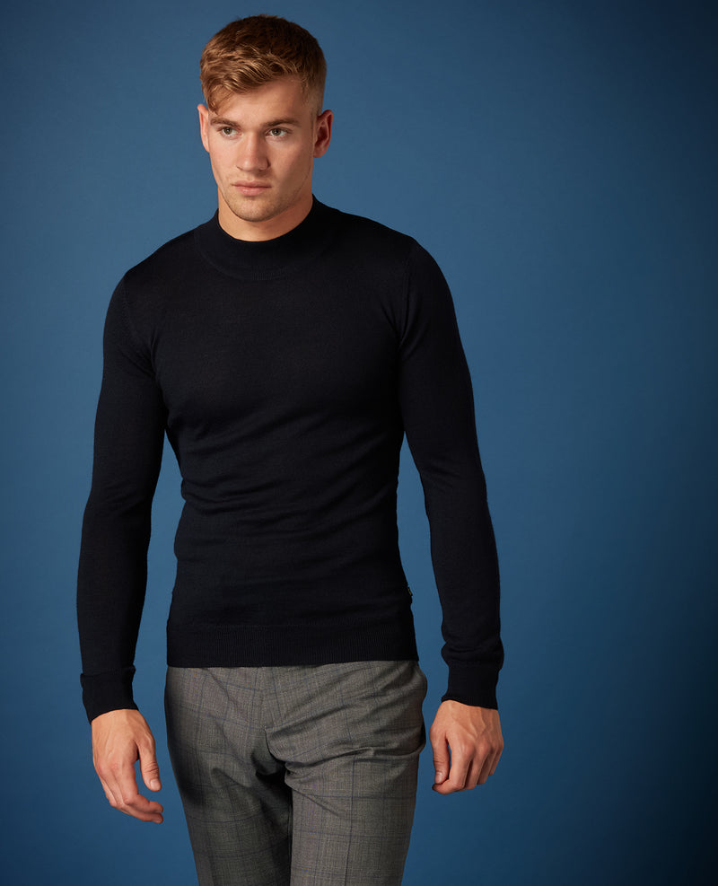 Turtle Neck Knitwear - Navy1