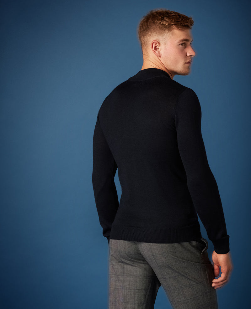 Turtle Neck Knitwear - Navy1