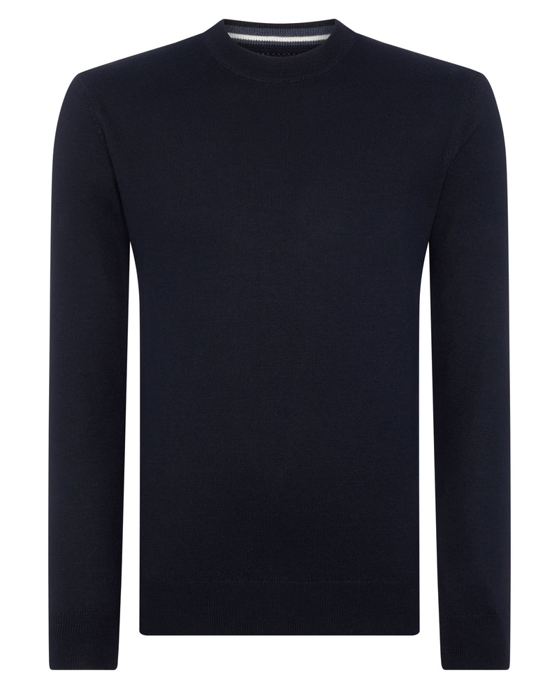 Plain Merino Wool Jumper - Navy2