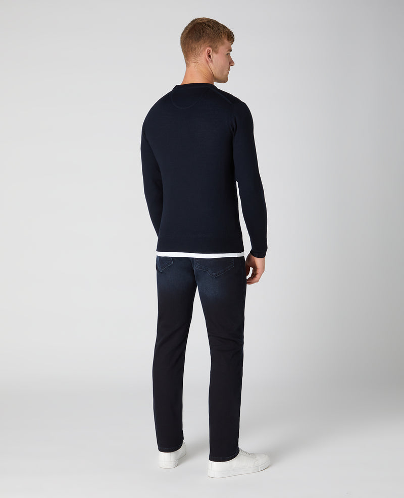 Plain Merino Wool Jumper - Navy2