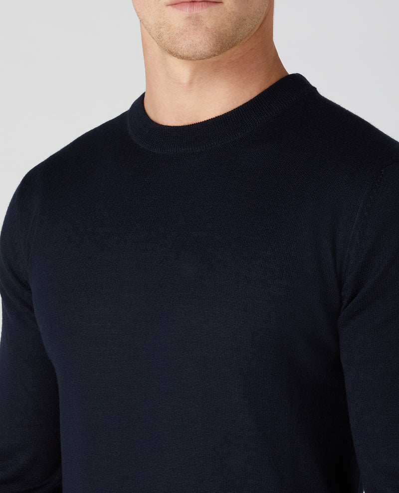 Plain Merino Wool Jumper - Navy2