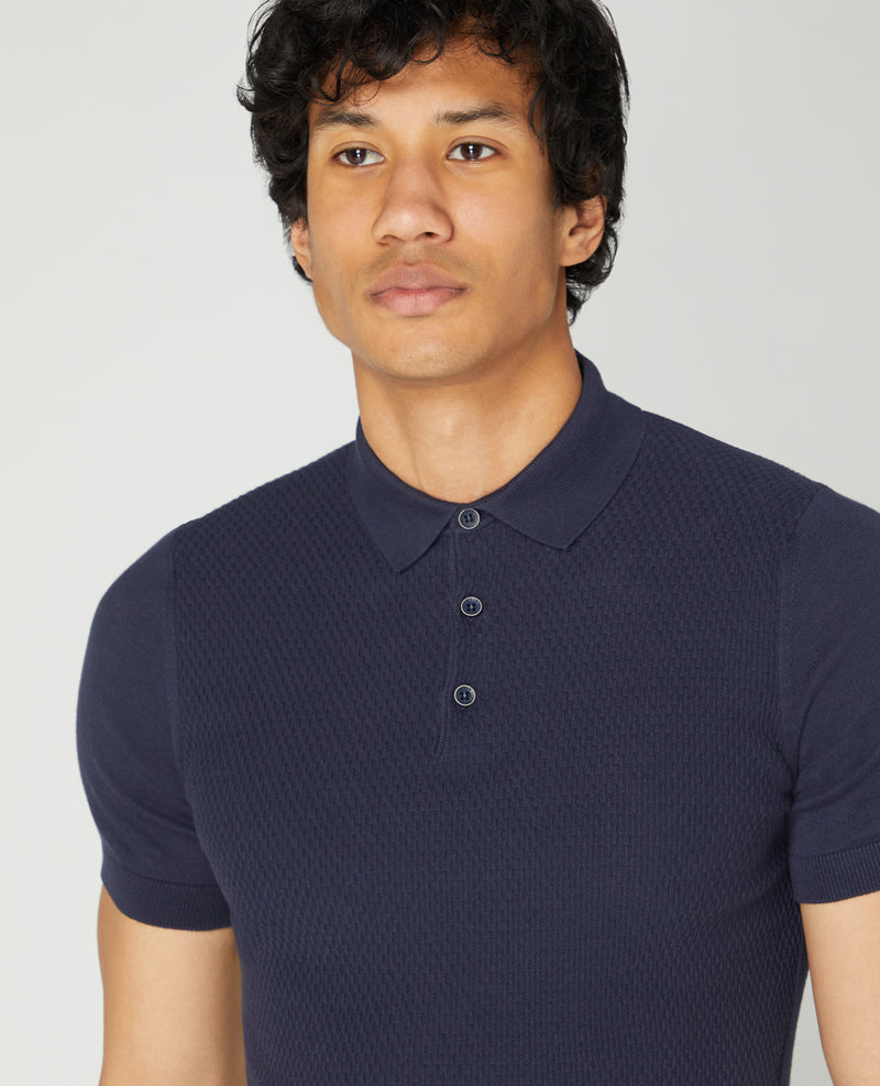 Knit Polo T-shirt - Navy1