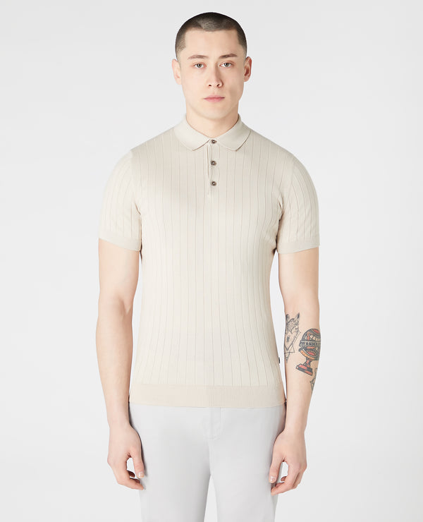 SS Knit Polo Shirt - Stone